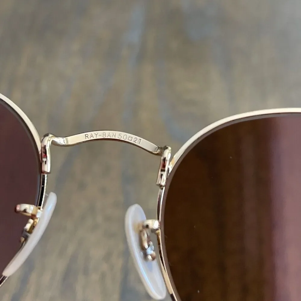 Ray-Ban RB 3447-N Round Metal Sunglasses Gold Frame Mirrored Pink Glass Lens